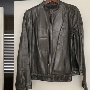 I.E. Relaxed Leather Jacket - Large - Black/Gray